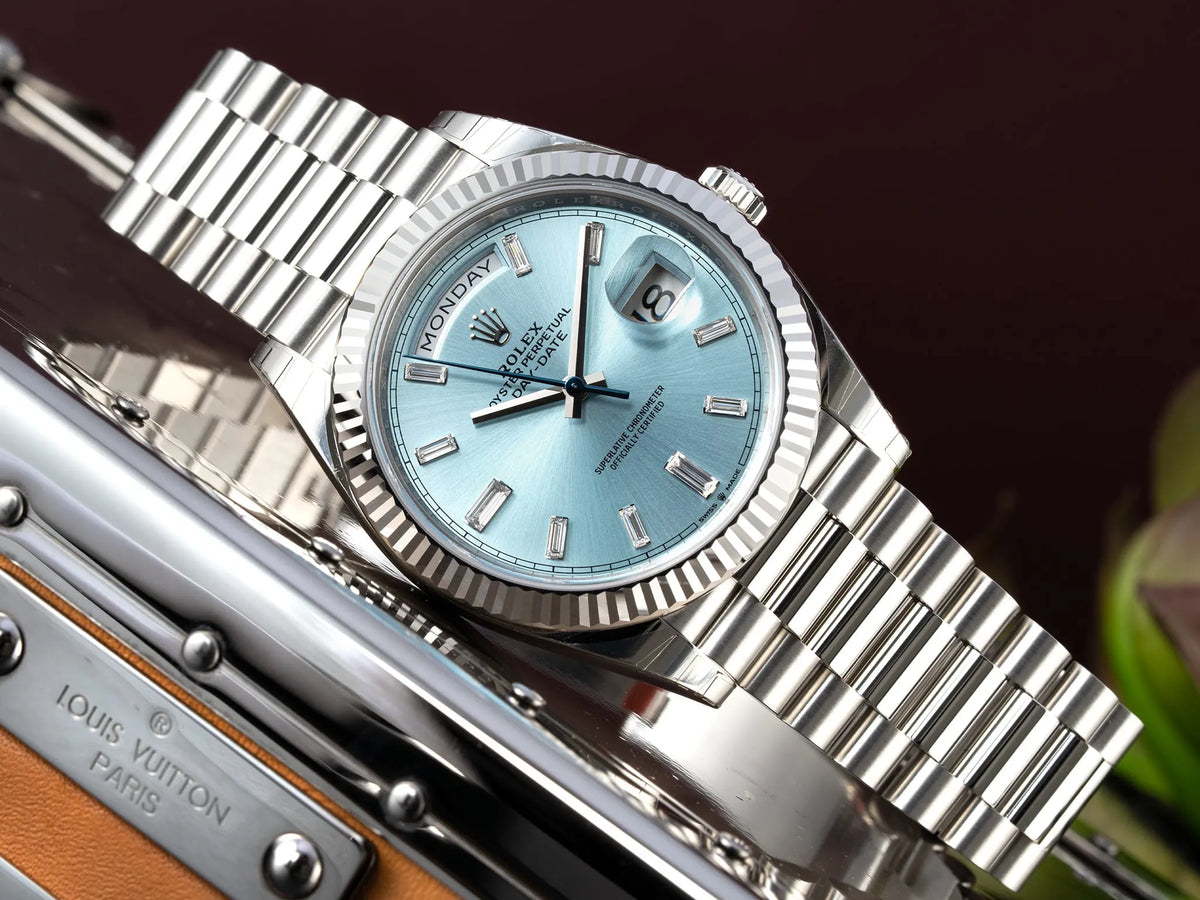 Unworn Rolex Day-Date 228236 “Baguette Diamond Dial” Full Set