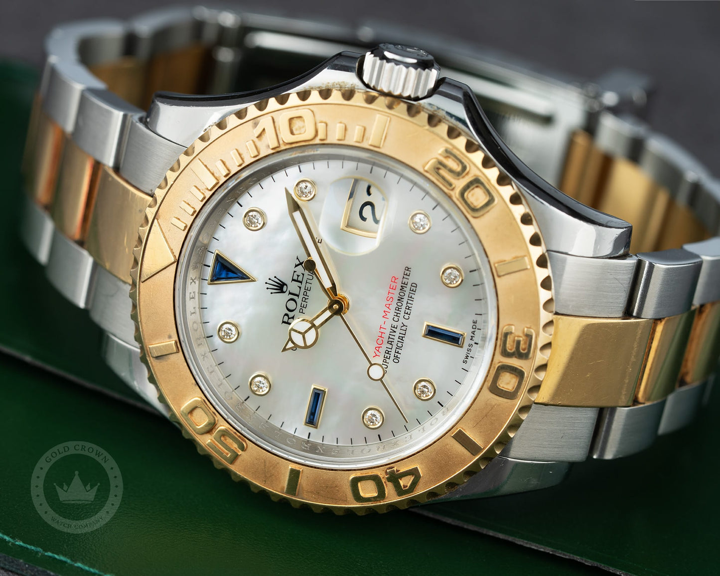 Rolex Yacht-Master 16623 “Factory MOP Serti Dial” Watch, Paper, and Manual