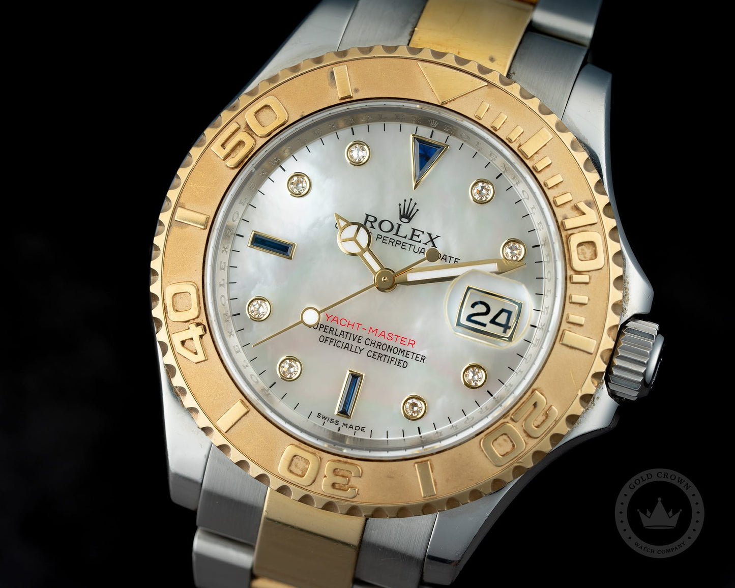 Rolex Yacht-Master 16623 “Factory MOP Serti Dial” Watch, Paper, and Manual