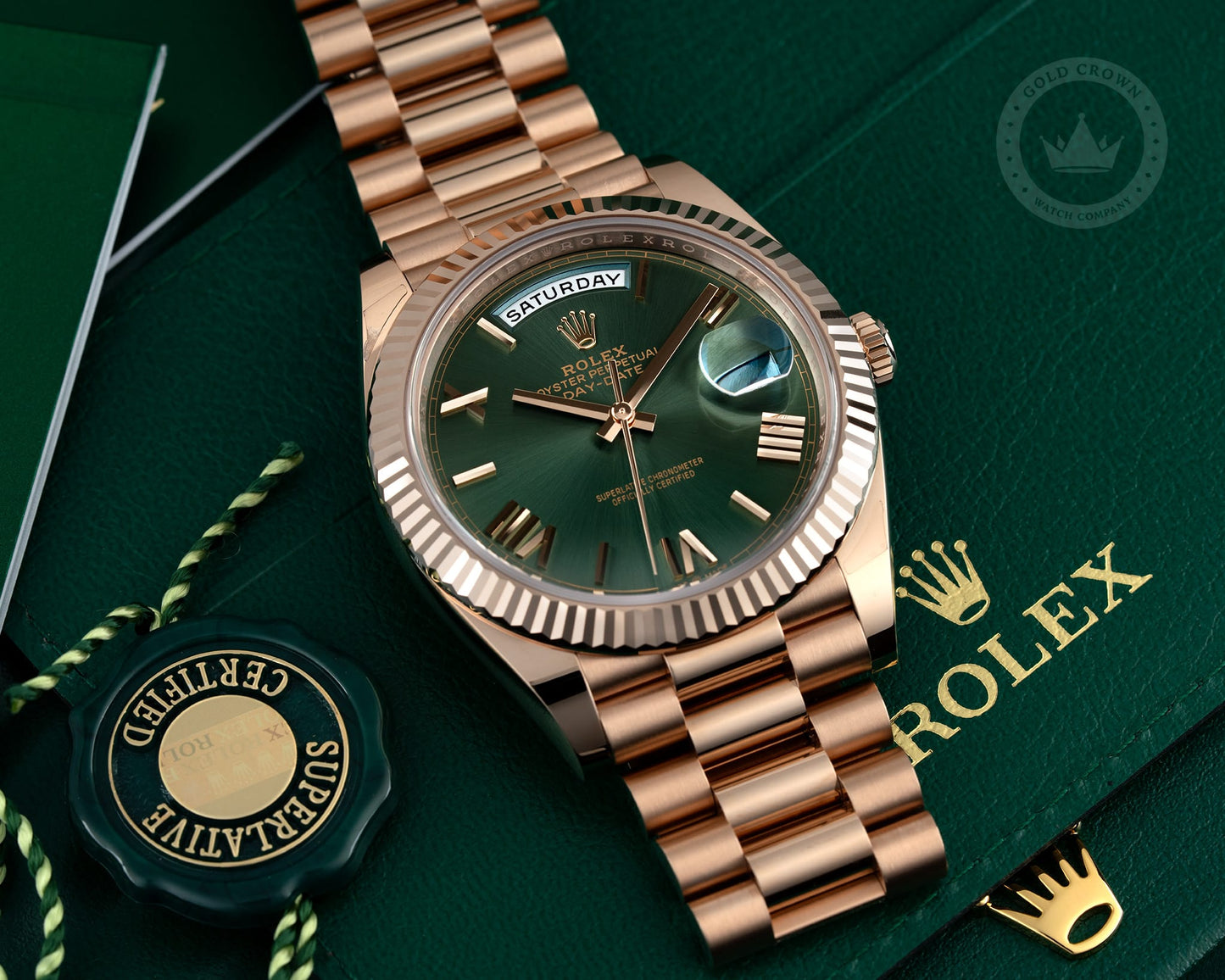 Rolex Day-Date 40 228235 “Olive Dial” Full Set