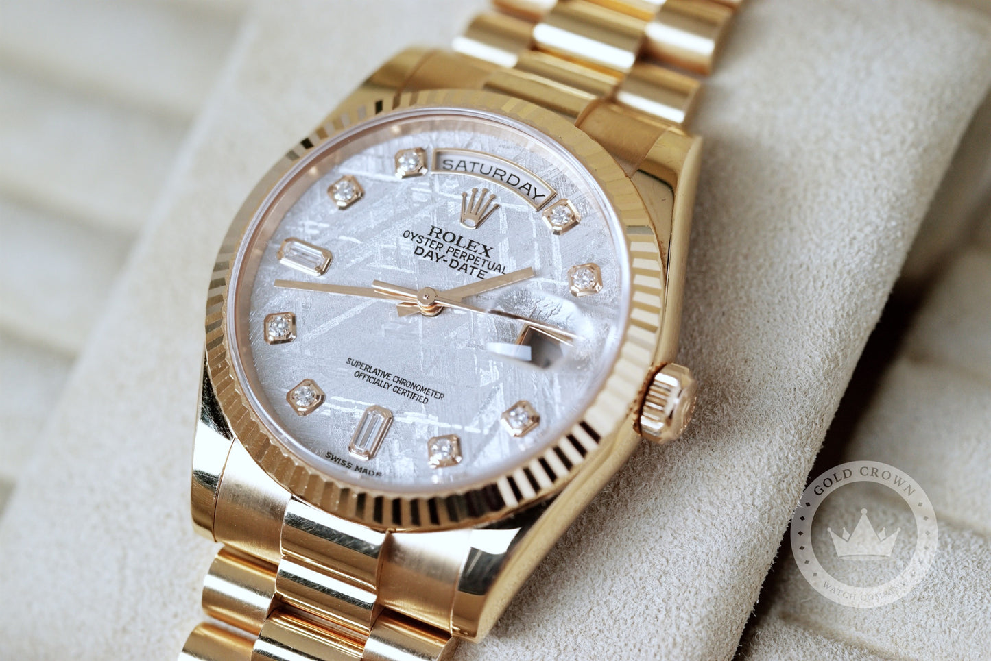 Rolex Rose Gold Day-Date Meteorite Diamond Dial 118235 Full Set