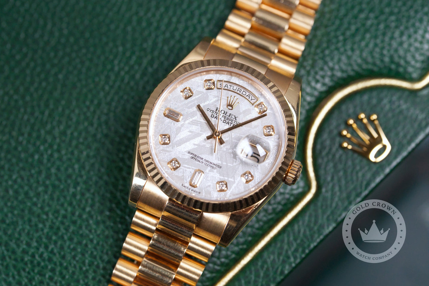 Rolex Rose Gold Day-Date Meteorite Diamond Dial 118235 Full Set