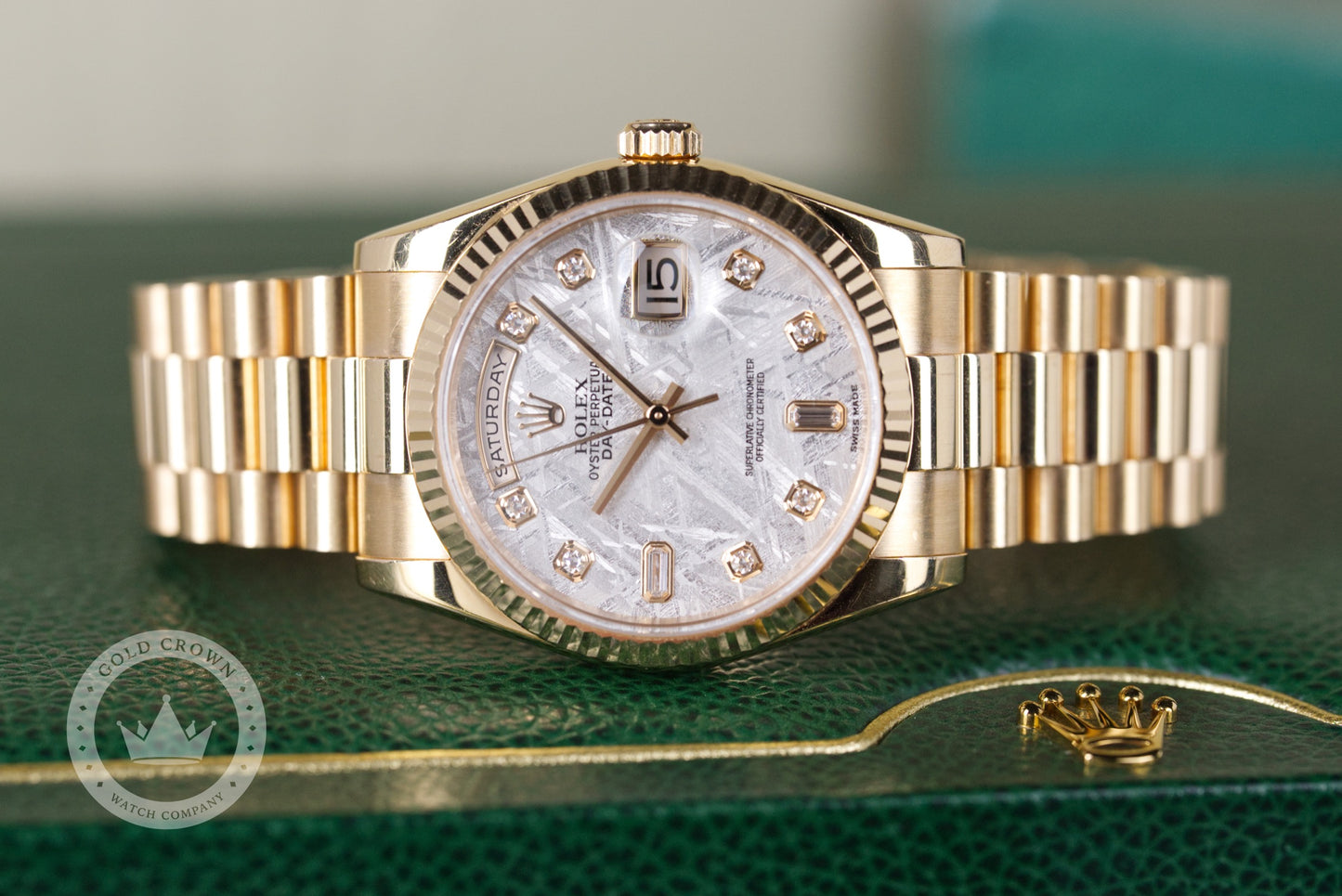 Rolex Rose Gold Day-Date Meteorite Diamond Dial 118235 Full Set