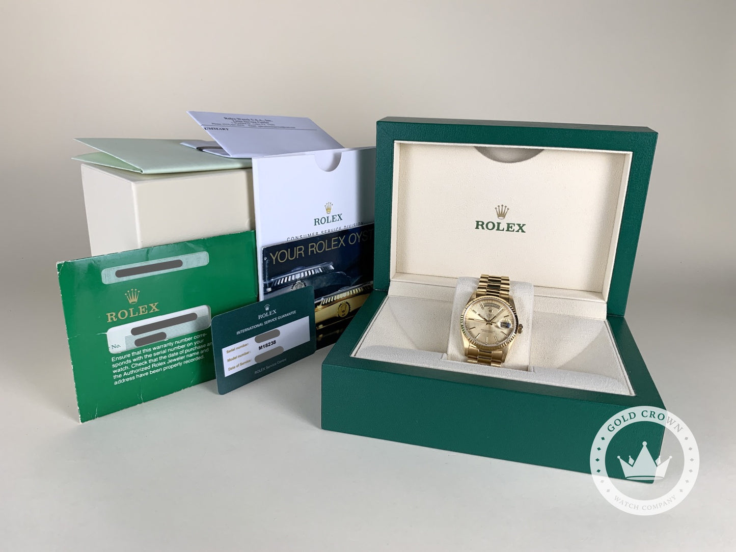 Rolex Day-Date 36 18238 Watch, Box, and Paper