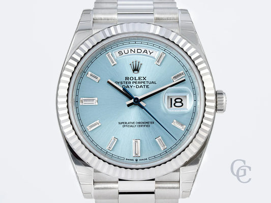 Unworn Rolex Day-Date 228236 “Baguette Diamond Dial” Full Set