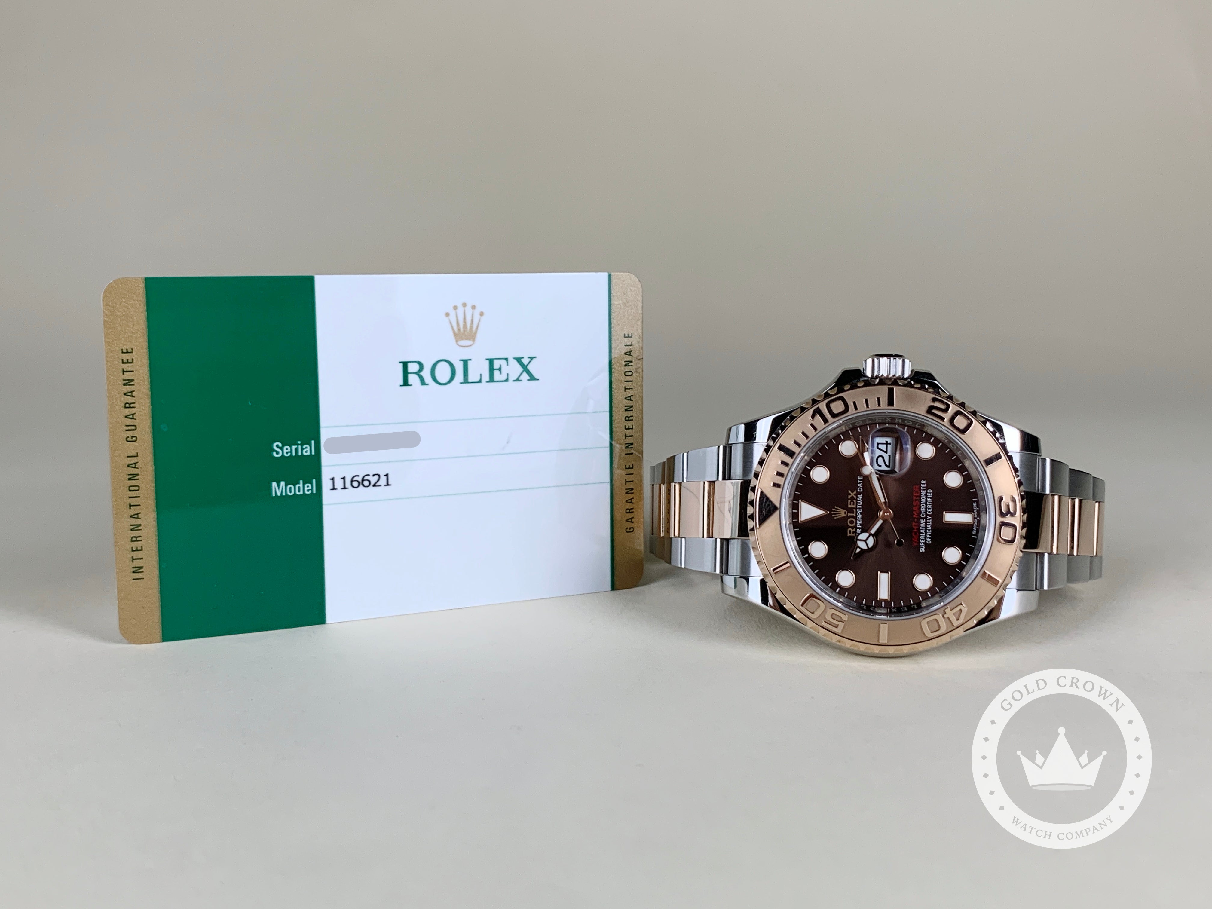 Rolex Yacht Master 116621 Chocolate Dial Watch and Paper Gold Crown Watch Company