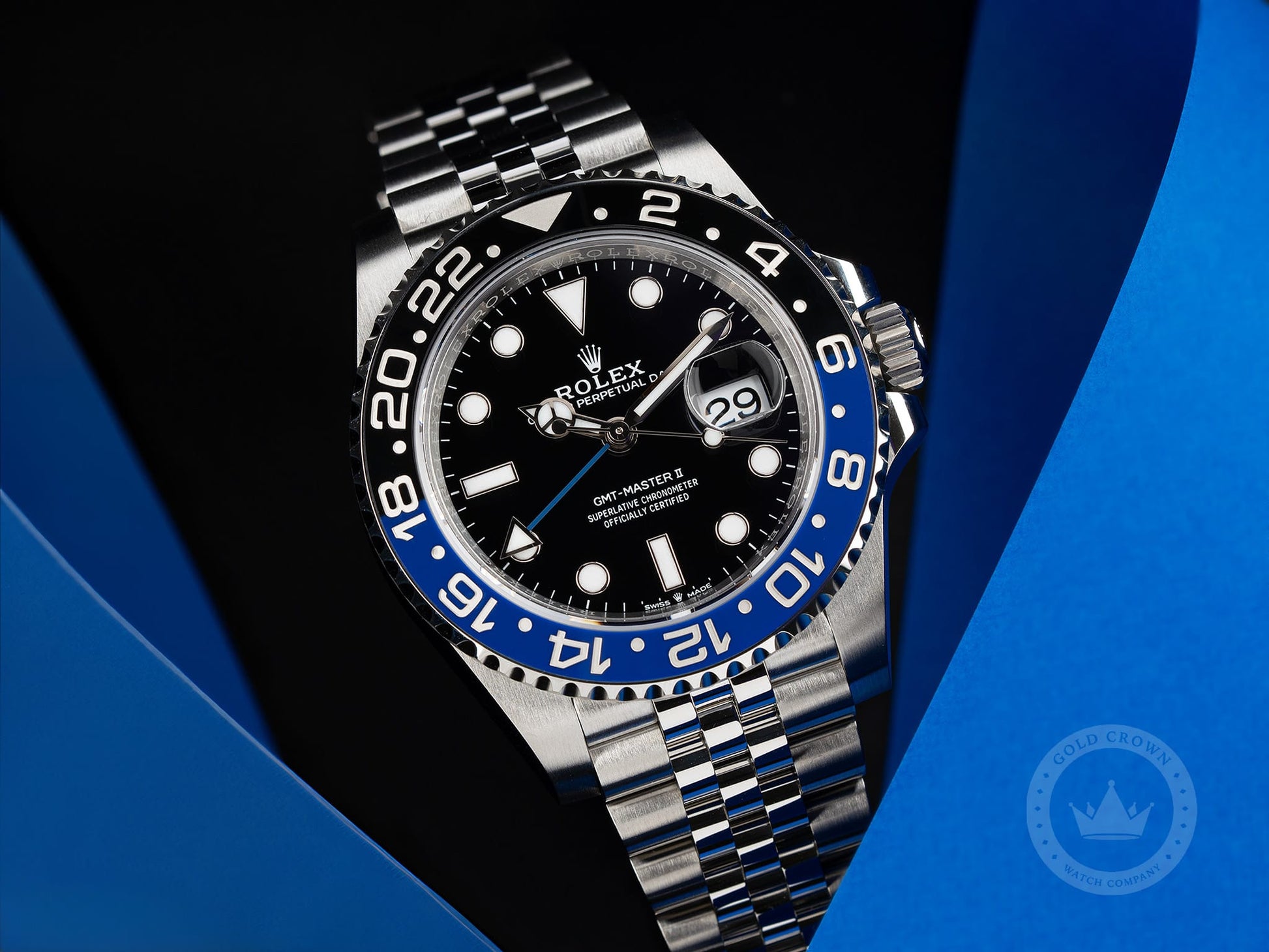 Brand New Rolex GMT-Master II 126710BLNR “Batgirl” Full Set – Gold