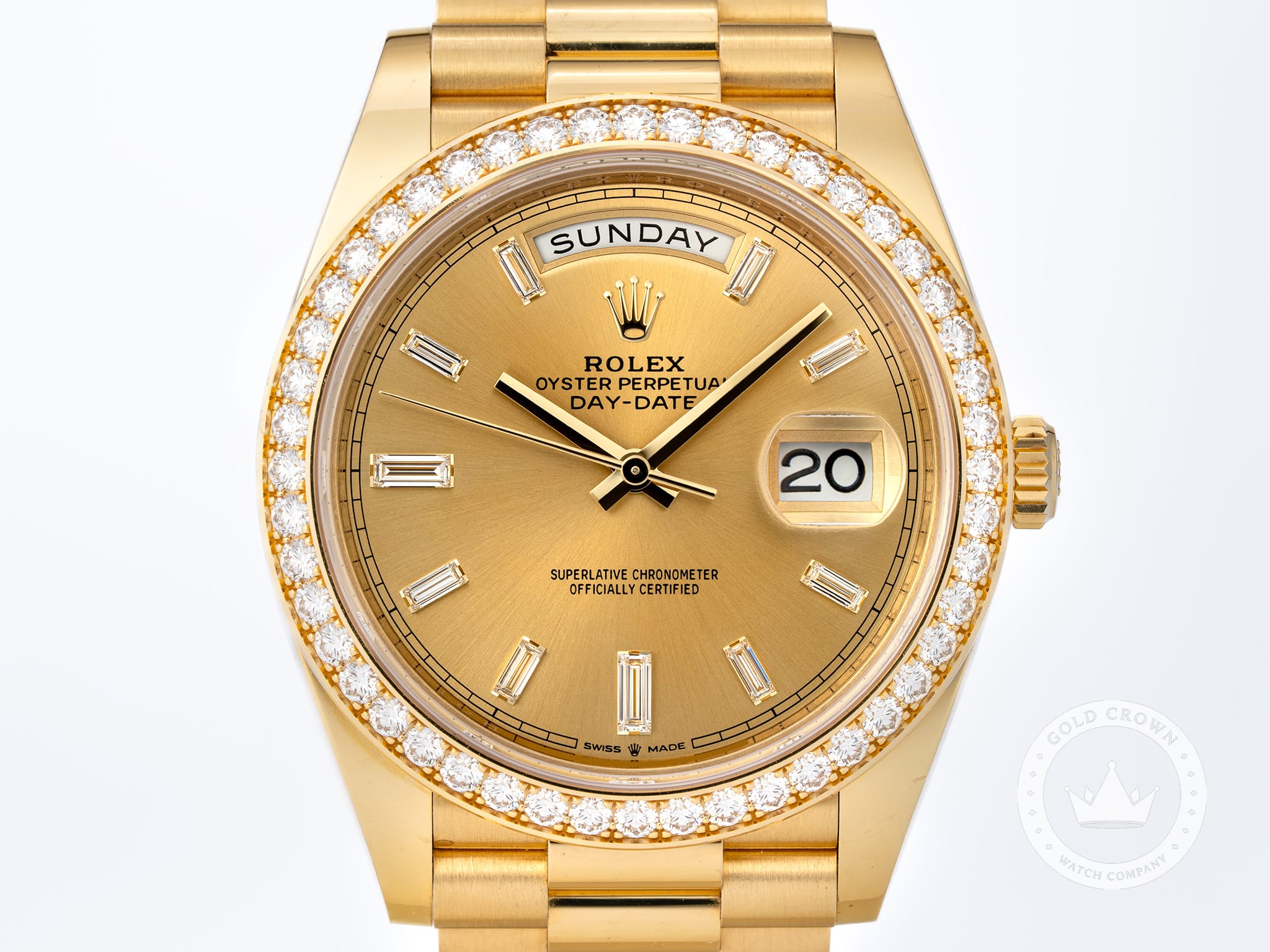 Rolex Day-Date 40 228348RBR “Champagne Diamond Dial” Full Set – Gold ...