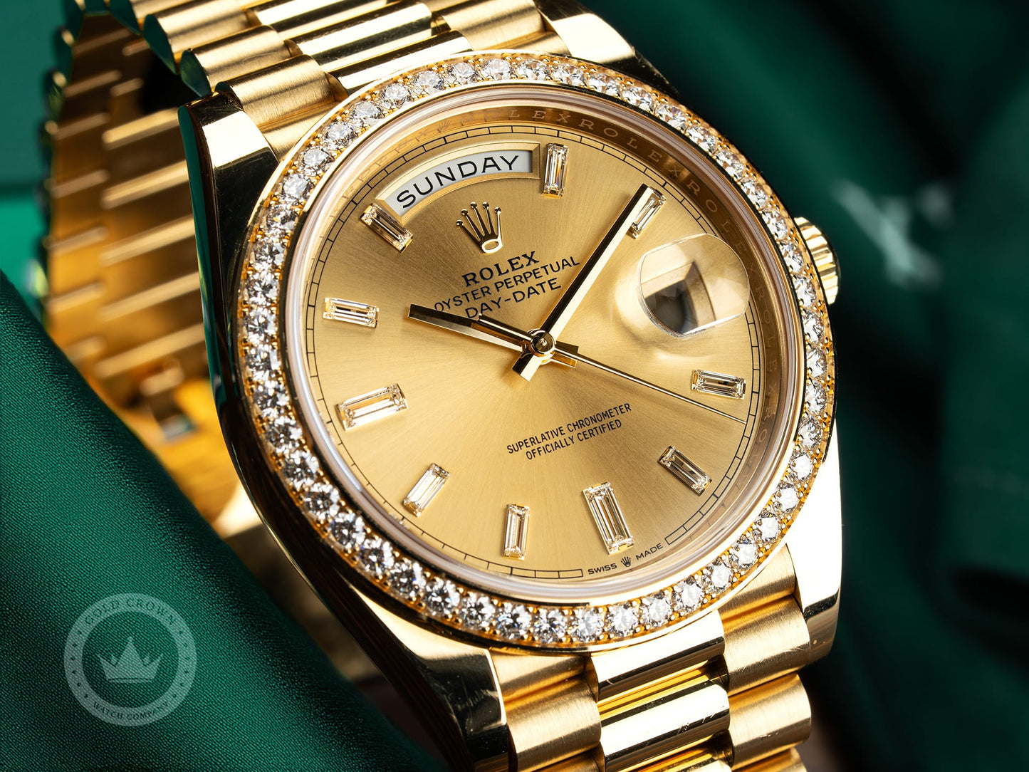 Rolex Day-Date 40 228348RBR “Champagne Diamond Dial” Full Set