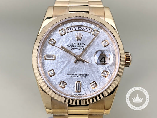 Rolex Rose Gold Day-Date Meteorite Diamond Dial 118235 Full Set