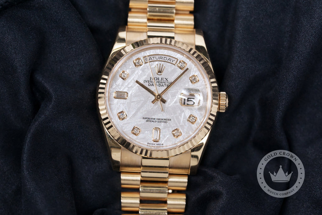 Rolex Rose Gold Day-Date Meteorite Diamond Dial 118235 Full Set